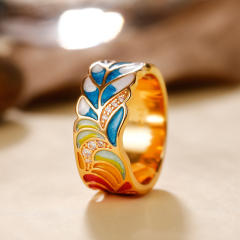 Hiphop punk trend color enamel copper ring band