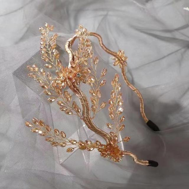 Elegant handmade crystal beads wedding headband