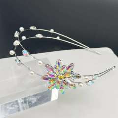 Sweet crystal flower two layer headband