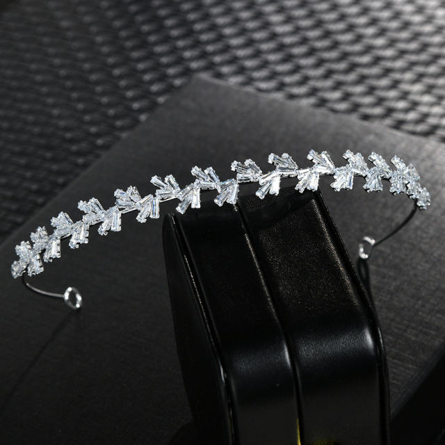 Simple design cubic zircon wedding headband