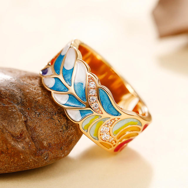 Hiphop punk trend color enamel copper ring band