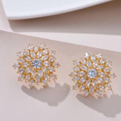 Elegant cubic zircon pave setting 925 needle diamond earrings