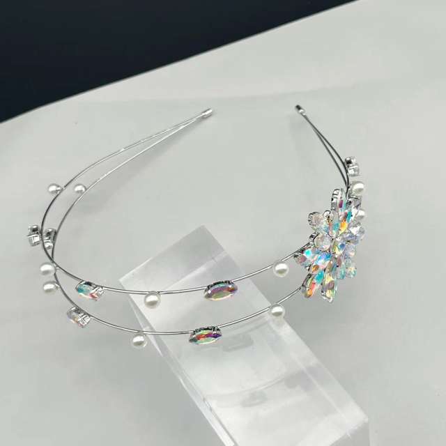 Sweet crystal flower two layer headband