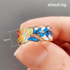 Hiphop punk trend color enamel copper ring band