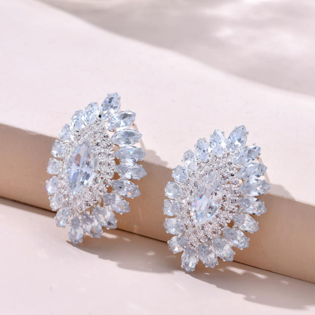 Elegant cubic zircon pave setting 925 needle diamond earrings
