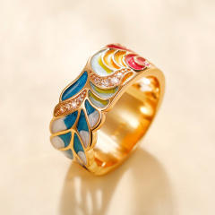 Hiphop punk trend color enamel copper ring band