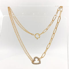 Unique diamond heart metal chain choker necklace