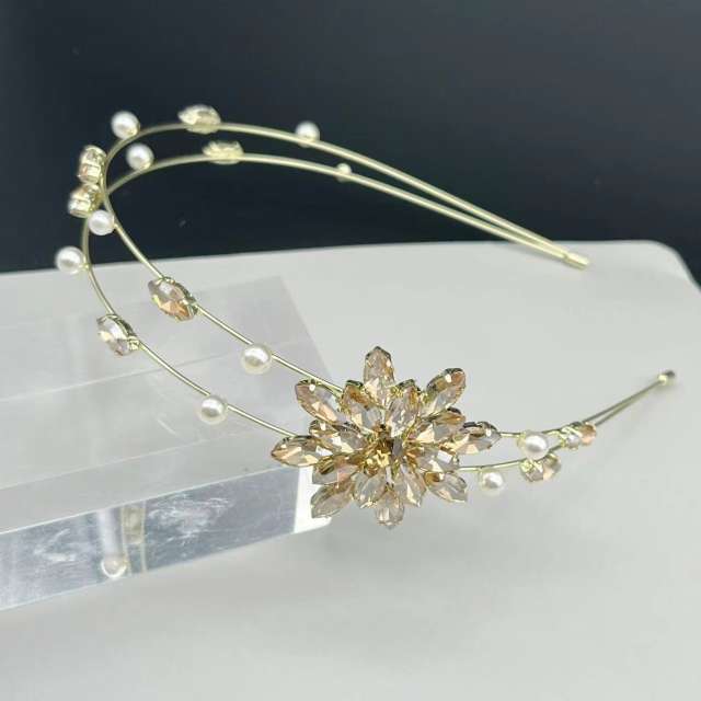 Sweet crystal flower two layer headband