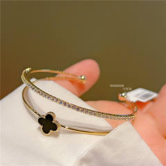 Sweet black colver two layer cubic zircon bangle