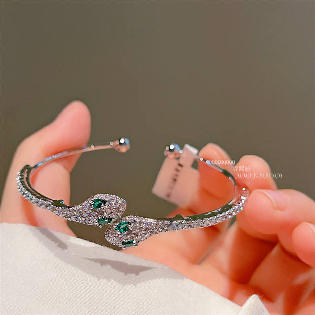 Luxury full cubic zircon snake copper bangle