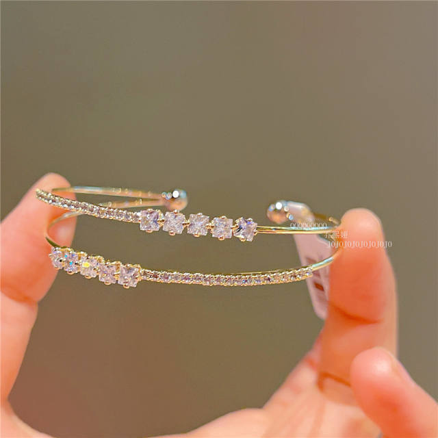 14K gold plated copper cubic zircon bangle