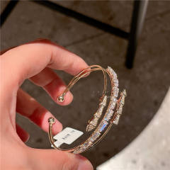 14K gold plated copper cubic zircon bangle
