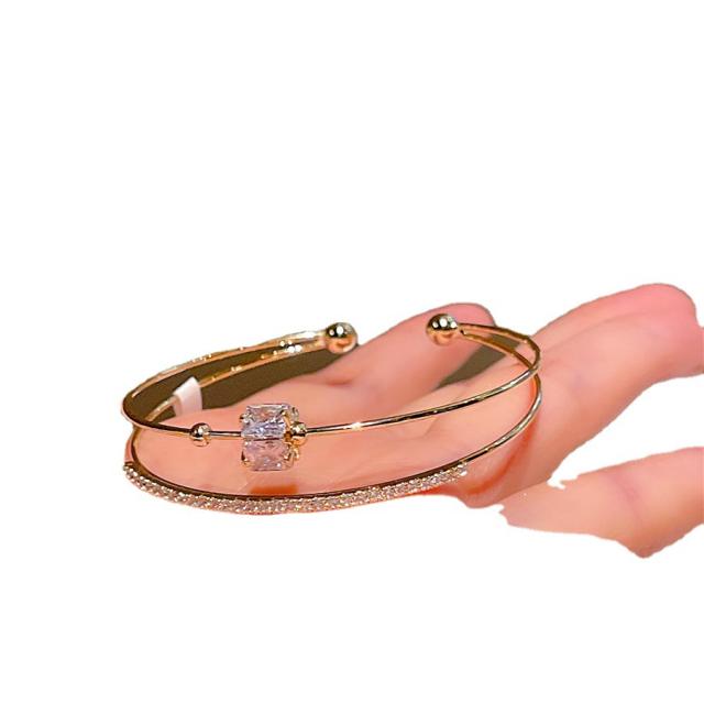 Chic design cubic zircon setting real gold plated bangle