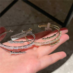 14K gold plated copper cubic zircon bangle