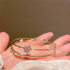 Chic design cubic zircon setting real gold plated bangle