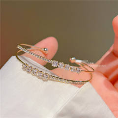 14K gold plated copper cubic zircon bangle