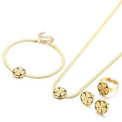 Occident fashion clover stainless steel necklace set