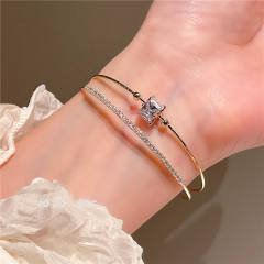 Chic design cubic zircon setting real gold plated bangle