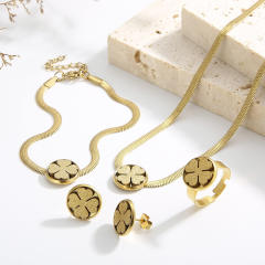Occident fashion clover stainless steel necklace set