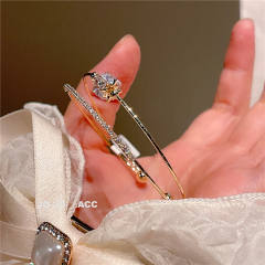 Chic design cubic zircon setting real gold plated bangle