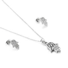 Chic hasma pendant stainless steel necklace set