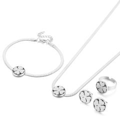 Occident fashion clover stainless steel necklace set