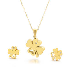 Sweet clover stainless steel necklace set