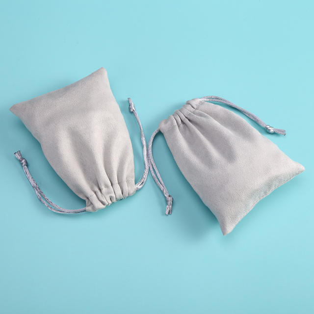 Gray color suede jewelry bag