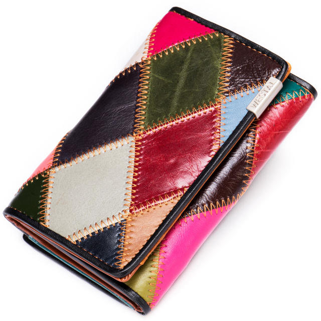 Natural pattern leather wallet