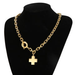 Hiphop chunky cross charm stainless steel necklace bracelet