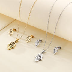 Chic hasma pendant stainless steel necklace set