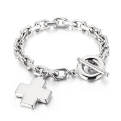 Hiphop chunky cross charm stainless steel necklace bracelet