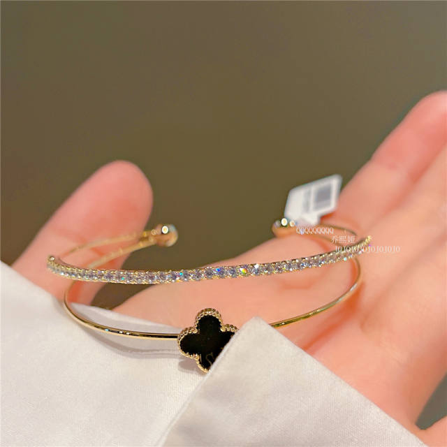 Sweet black colver two layer cubic zircon bangle