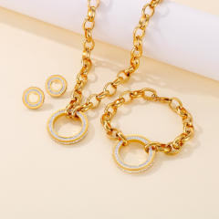 Chunky stainless steel necklace set