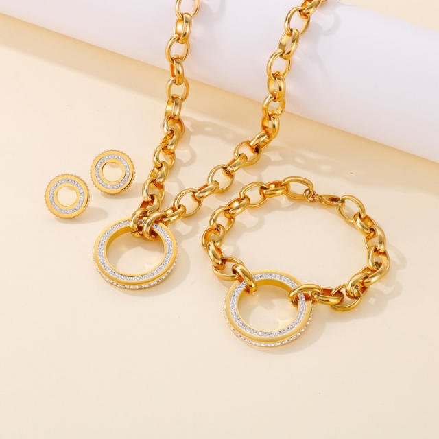 Chunky stainless steel necklace set