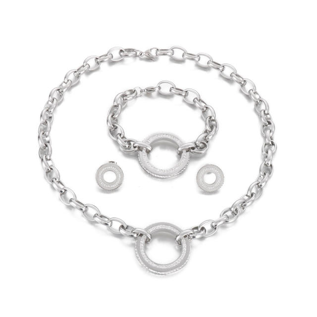 Chunky stainless steel necklace set
