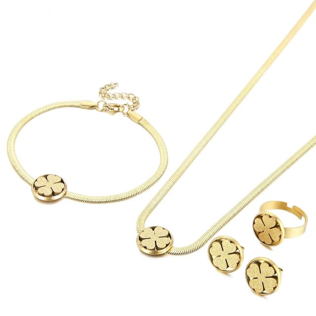 Occident fashion clover stainless steel necklace set