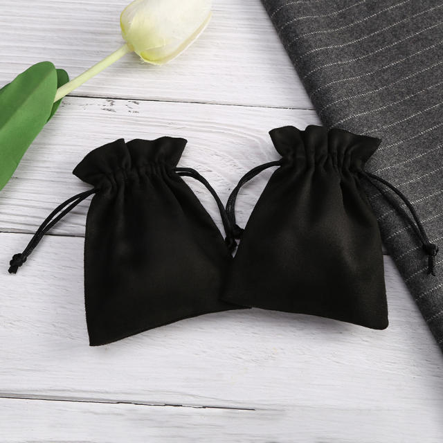 Black color suede jewelry bag