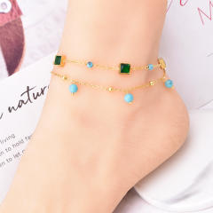 Life tree star clover stainless steel anklet