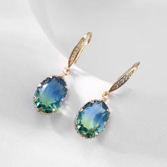 Blue color cubic zircon drop earrings