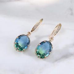 Blue color cubic zircon drop earrings