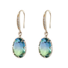Blue color cubic zircon drop earrings