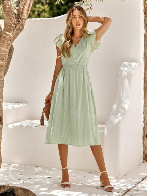 Casual plain color summer midi dress