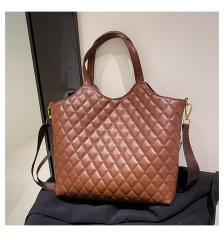 Large capacity qulited PU leather tote bag