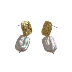 Baroque pearl real gold plated copper earrings
