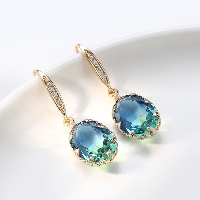 Blue color cubic zircon drop earrings