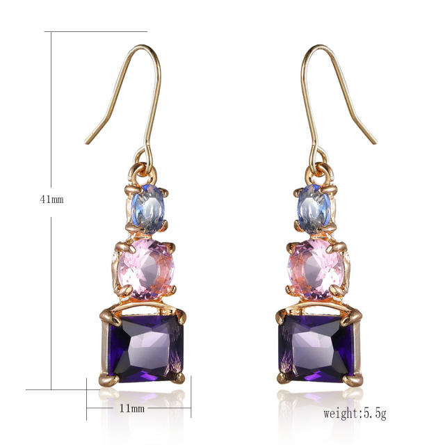 Korean fashion amethyst copper earrings