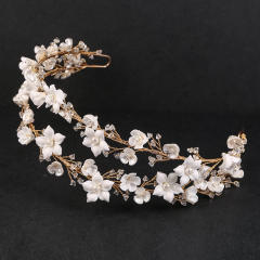 Amazon two layer ceramics flower wedding headband