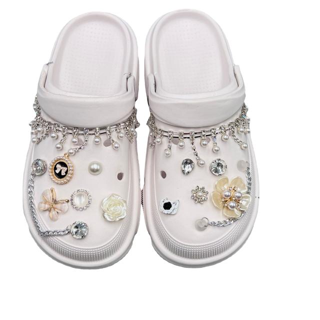 Luxury rhinestone pearl diy shoes accessory for cross