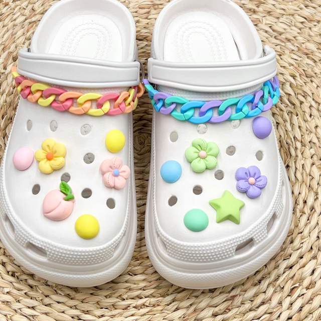 Candy color chain flower diy shoes accessory for cross
